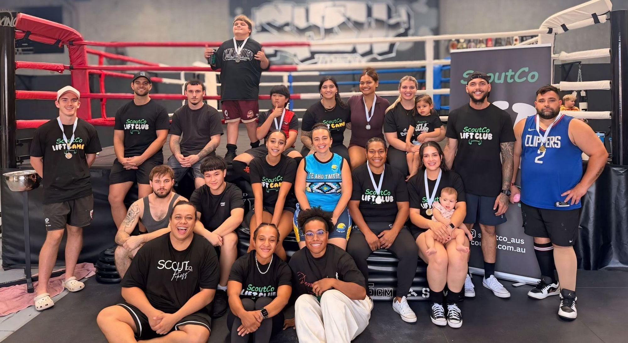ScoutCo athletes with their medals at a Lift Club competition